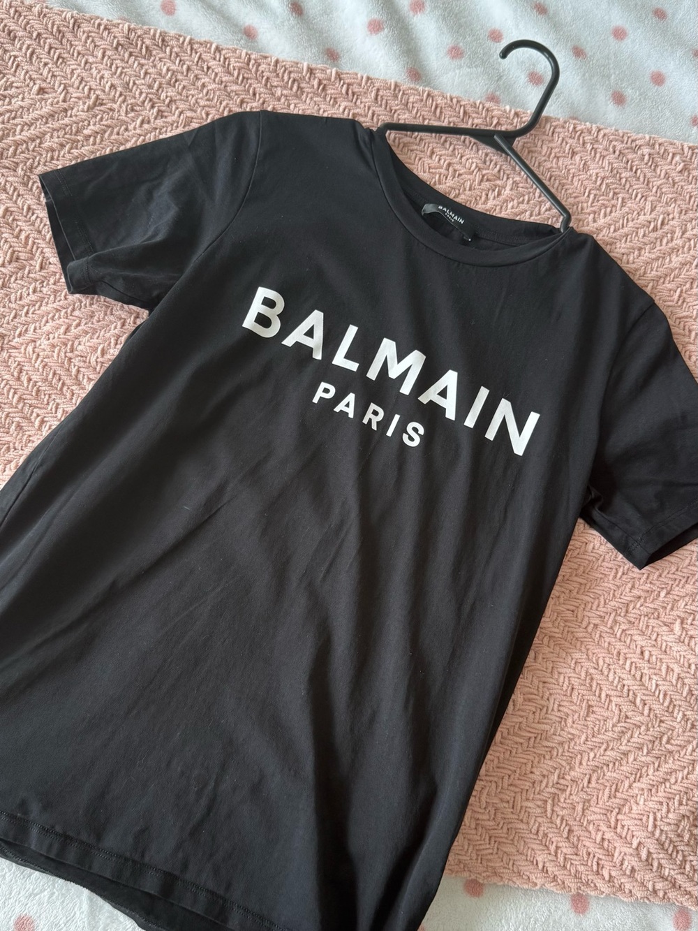 Balmain Black and White Logo Short Sleeve Tee